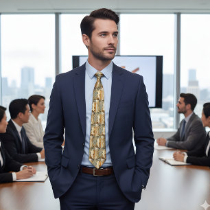 Golden Bitcoin Elegance  Tie