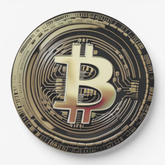 Golden Bitcoin Paper Plate