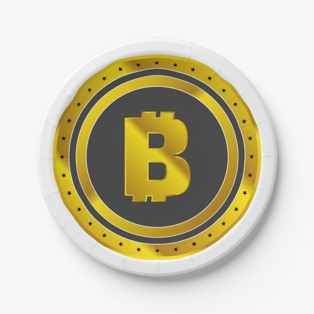 Golden Bitcoin Paper Plate (Front)