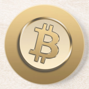 Golden Bitcoin Sandstone Coaster