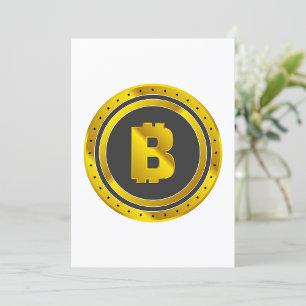Golden Bitcoin Symbol Digital Currency Invitation