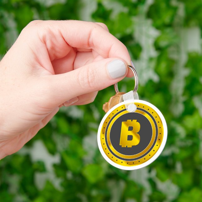 Golden Bitcoin Symbol Digital Currency Key Ring (Creator Uploaded)