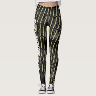 Golden Black Bubbles Custom Modern Designer  Leggings