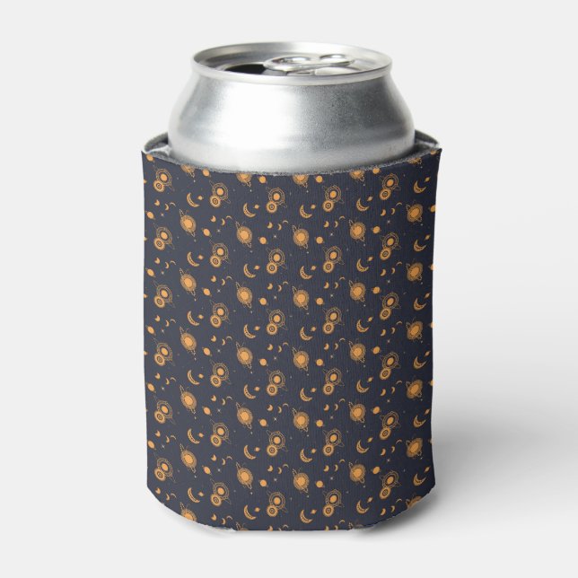 Golden black celestial sun moon galaxy pattern can cooler (Can Front)
