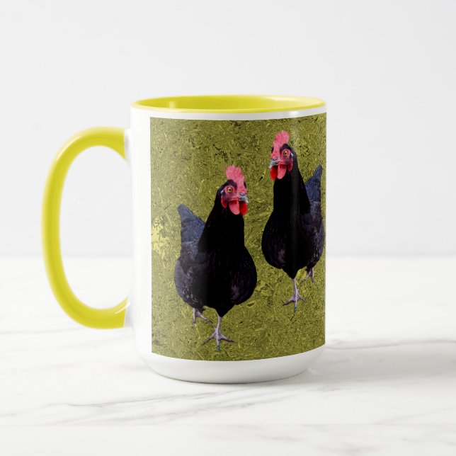 Golden Black Chickens, Coffee Mug (Left)