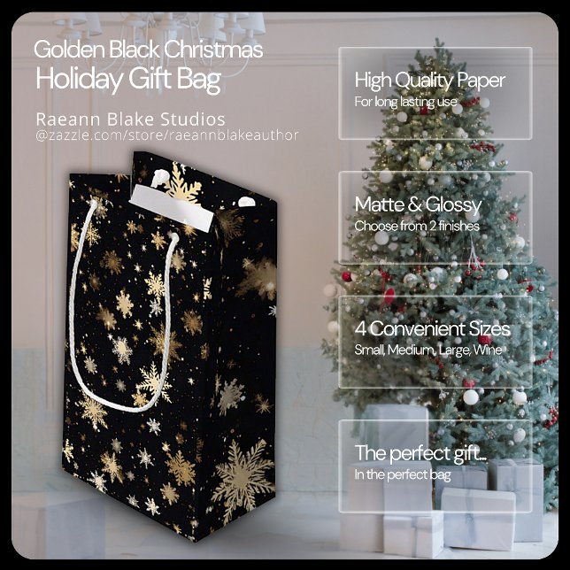 Golden Black Christmas Holiday Gift Bag (Creator Uploaded)