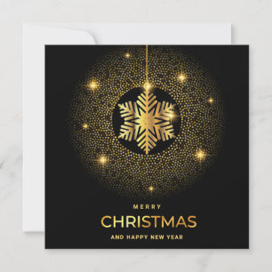 Golden Black Christmas Ornament Corporate Greeting Holiday Card