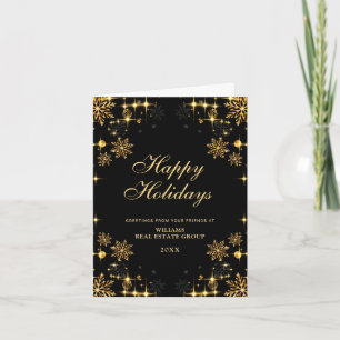 Golden Black Christmas Ornament Corporate Greeting Holiday Card