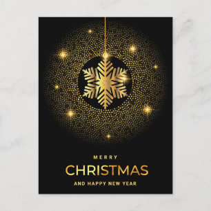 Golden Black Christmas Ornament Corporate Greeting Postcard