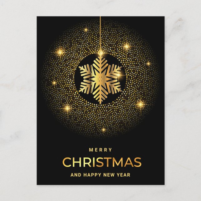 Golden Black Christmas Ornament Corporate Greeting Postcard (Front)