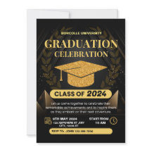 Golden Black Elegant Graduation Invitation 