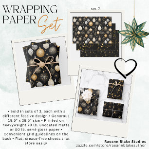 Golden Black Golden Wrapping Paper Sheets