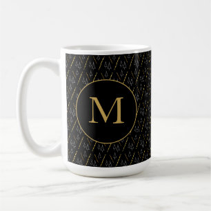 Golden Black Modern Monogram Coffee Mug