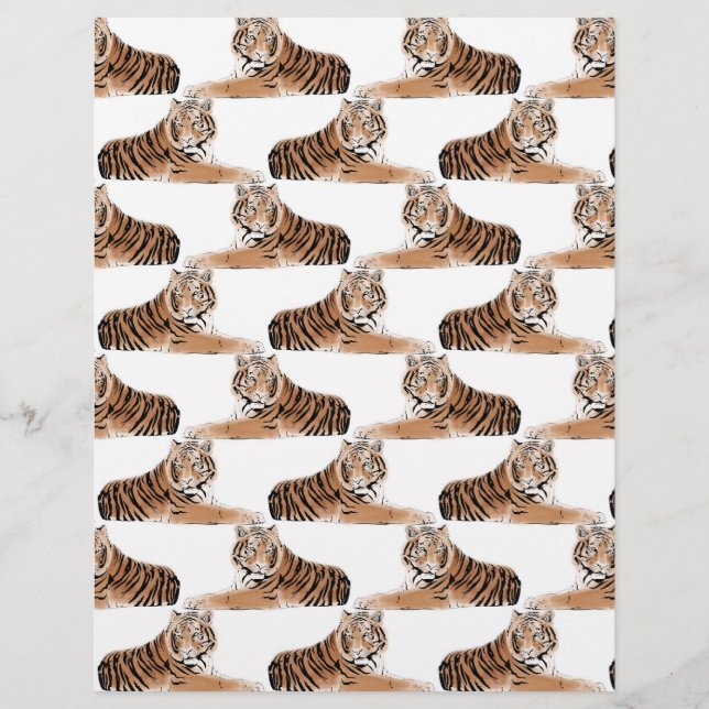 Golden & Black Tiger Animal White Design Custom Letterhead (Front)