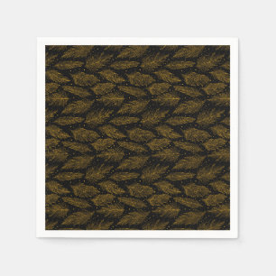Golden black vintage feather pattern napkin