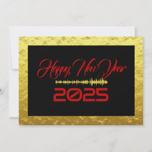 Golden & black wish card New Year with sound wave