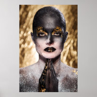 Golden Black Woman Body Paint Fashion Art