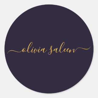 Golden blackish personalised classic round sticker