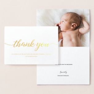 Golden Blessings" Personalised Christening Thank Y Foil Card