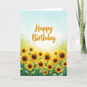 Golden Bloom Birthday Card