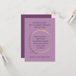 Golden Bloom Birthday Party Invitation