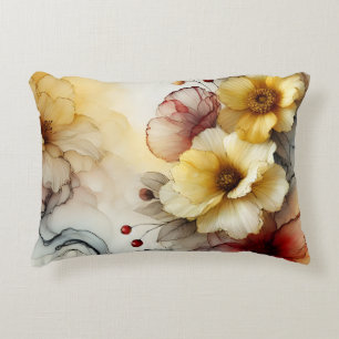 "Golden Bloom Elegance: Abstract Floral Serenity" Decorative Cushion