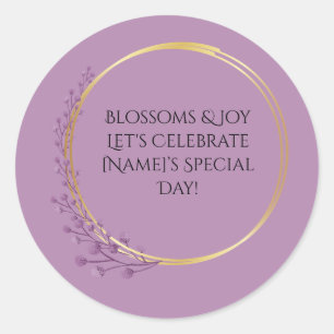 Golden Bloom Floral Birthday Party Classic Round Sticker