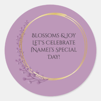Golden Bloom Floral Birthday Party Classic Round Sticker