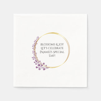 Golden Bloom Floral Birthday Party Napkin