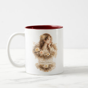Golden Bloom Floral Mug