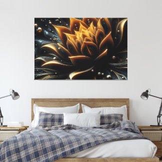 Golden Bloom in the Depths of Twilight Canvas Print