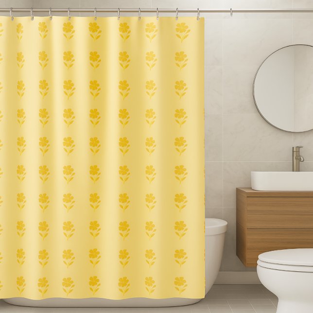 Golden Bloom on Butter Yellow Shower Curtain (Creator Uploaded)