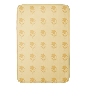 Golden Bloom on Butter Yellow Throw Pillow Bath Mat