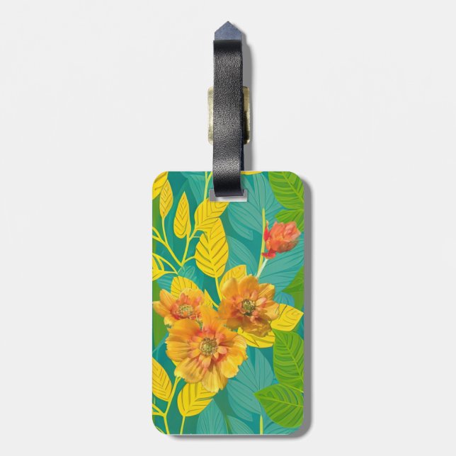 Golden Bloom on Green Foilage  Luggage Tag (Back Vertical)