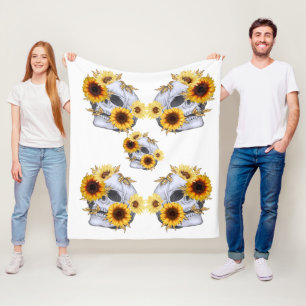 GOLDEN BLOOM SKULL FLEECE BLANKET