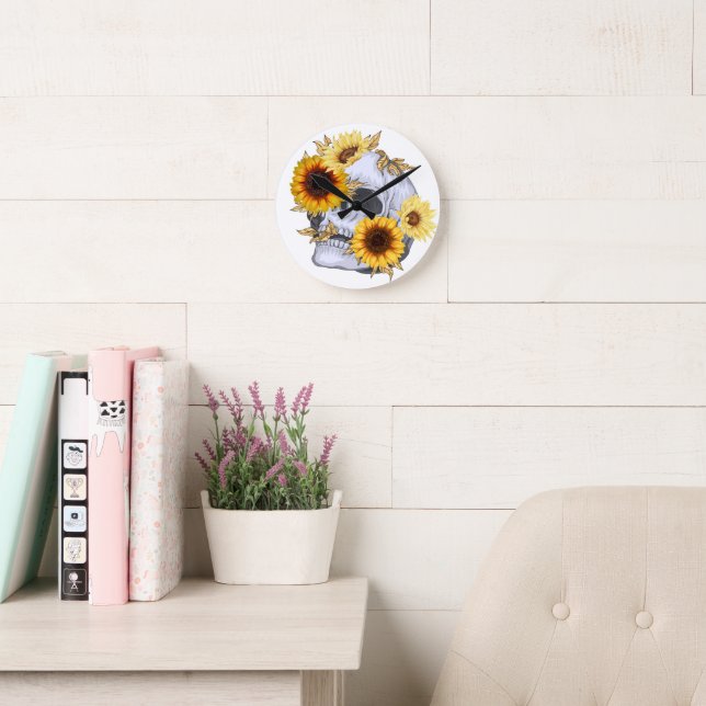 GOLDEN BLOOM SKULL ROUND CLOCK (Reading Room)