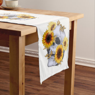GOLDEN BLOOM SKULL SHORT TABLE RUNNER