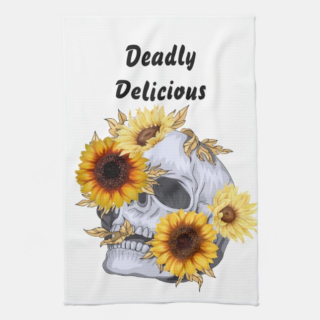 GOLDEN BLOOM SKULL TEA TOWEL (Vertical)