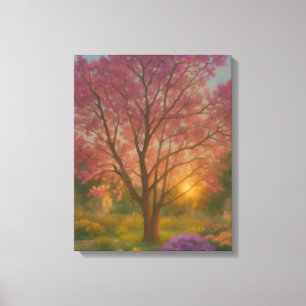 Golden Bloom – Sunset Garden Painting Canvas Print