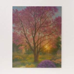 Golden Bloom – Sunset Garden Painting Jigsaw Puzzle