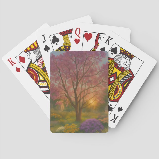 Golden Bloom – Sunset Garden Painting Playing Cards (Back)