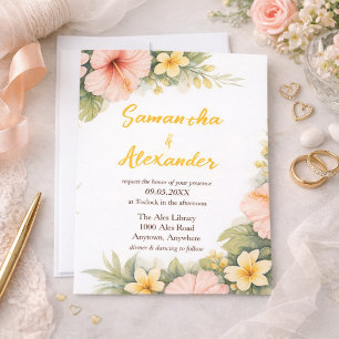Golden Bloom Tropical Daydream Wedding Invitation