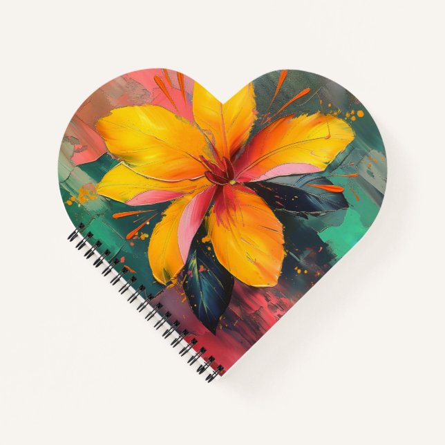 Golden Bloom – Vibrant Abstract Floral Expression Notebook (Front)