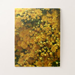 Golden Bloom Wall   Yellow Chrysanthemum Jigsaw Puzzle