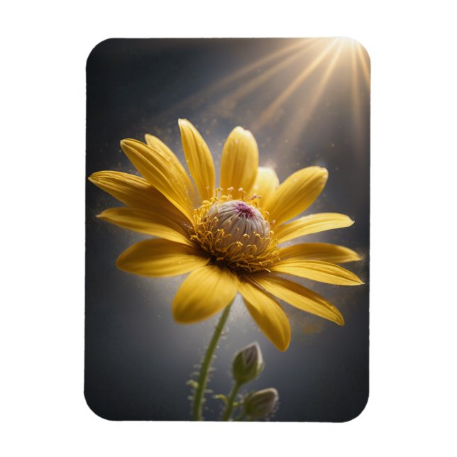 Golden Bloom – Yellow Flower Macro Photography  Magnet (Vertical)