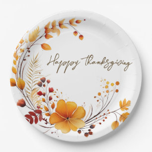 Golden Blooms & Grateful Wishes Paper Plate