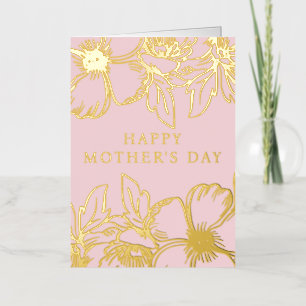 Golden Blooms Mothers Day Foil Greeting Card