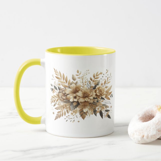 golden blooms mug (With Donut)