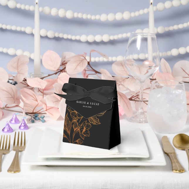 "Golden Blooms Of Love" | Black Wedding  Favour Box (Wedding)