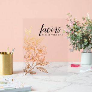 "Golden Blooms Of Love" Wedding Favours Acrylic Sign